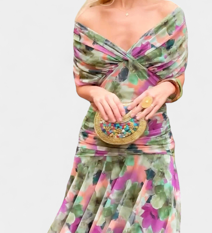 Magda™ | Robe Florale Longue avec Décolleté en V