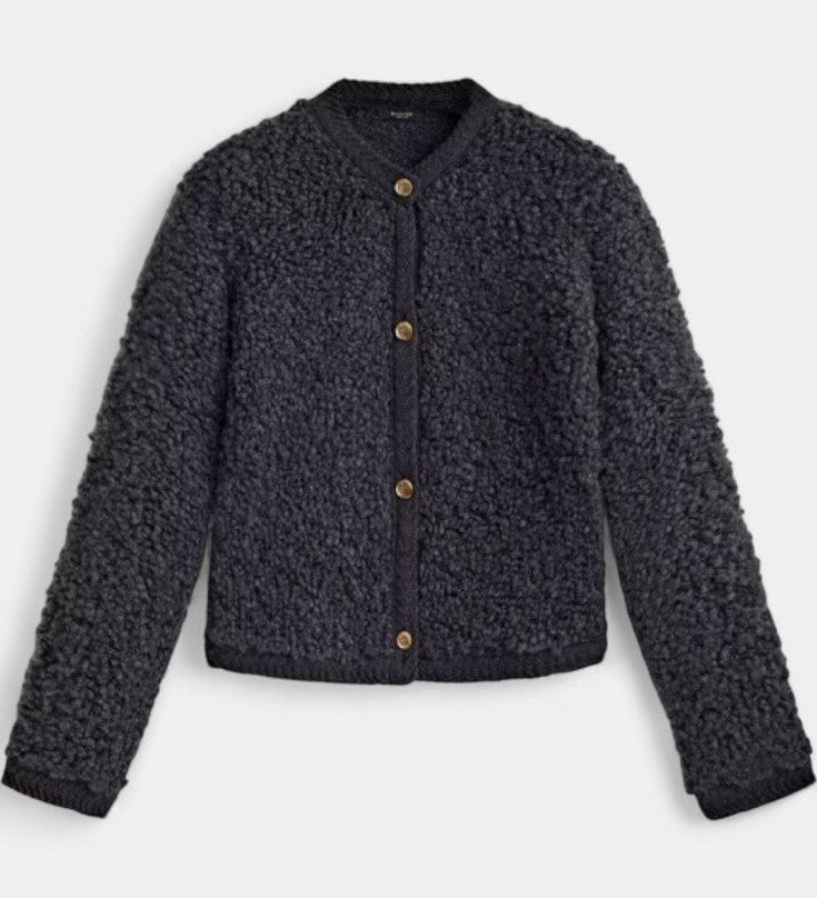 Cardigan Texturé Court en Peluche Chenda