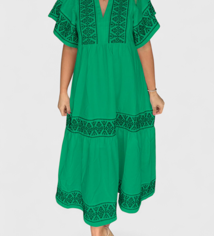 Robe Maxi Boho Allona avec Décolleté en V et Coupe Relaxée