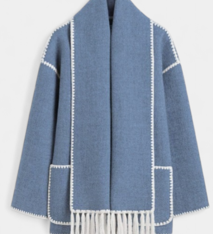Pauline™ | Manteau à coupe ample avec écharpe à franges intégrée