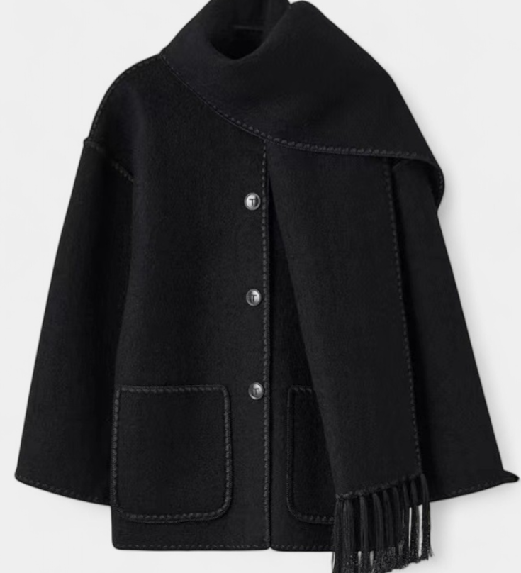 Pauline™ | Manteau à coupe ample avec écharpe à franges intégrée