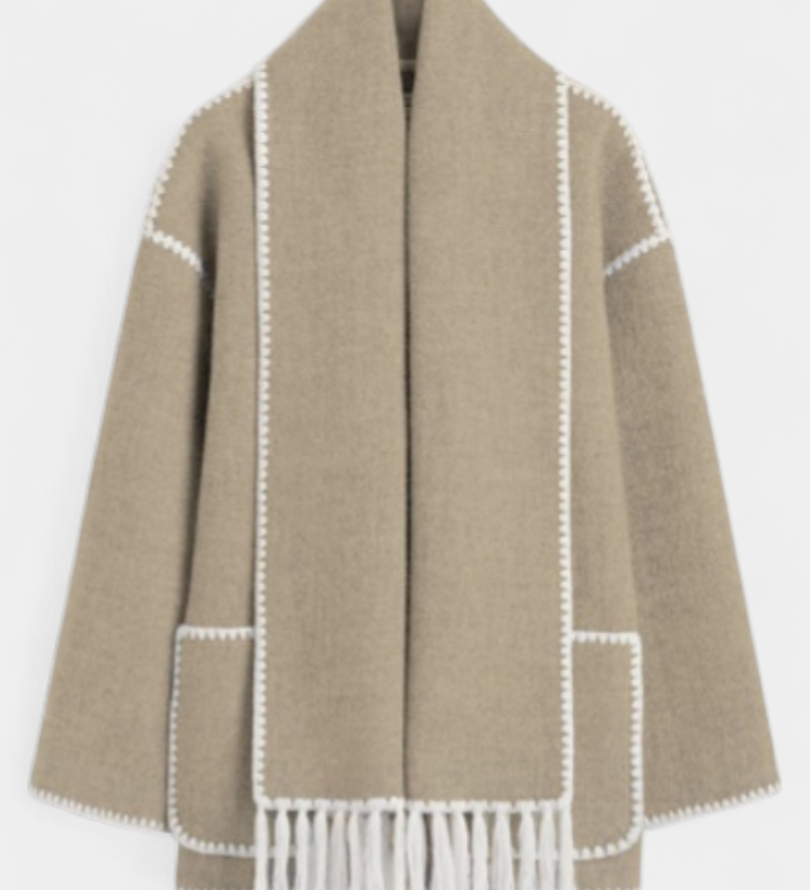 Pauline™ | Manteau à coupe ample avec écharpe à franges intégrée