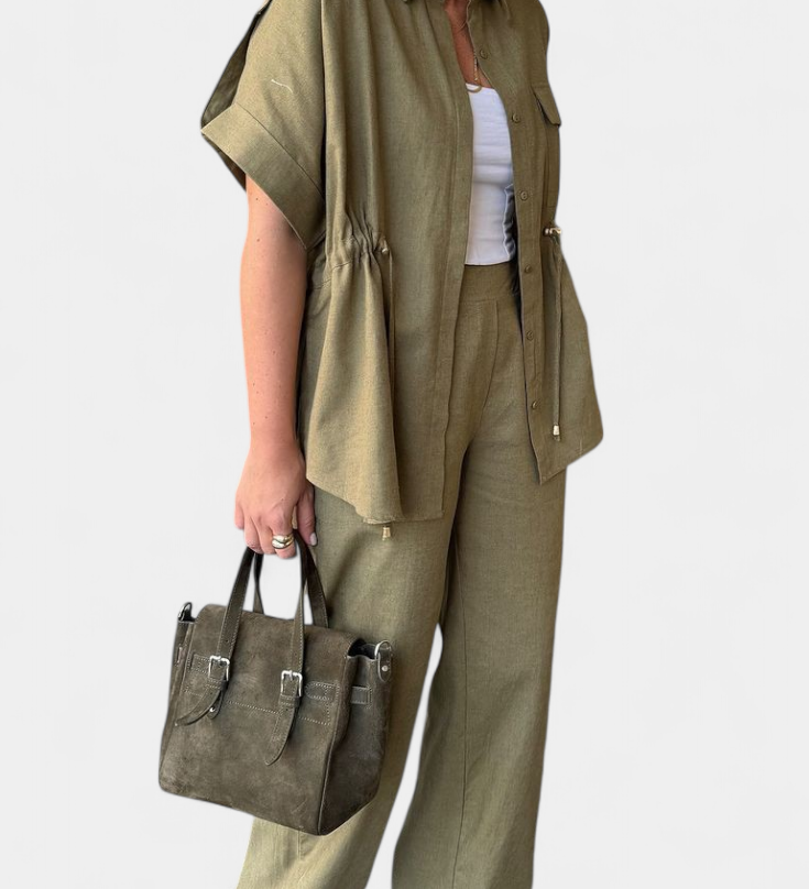 Ensemble Chemise et Pantalon Lani en Coton et Lin Détendu