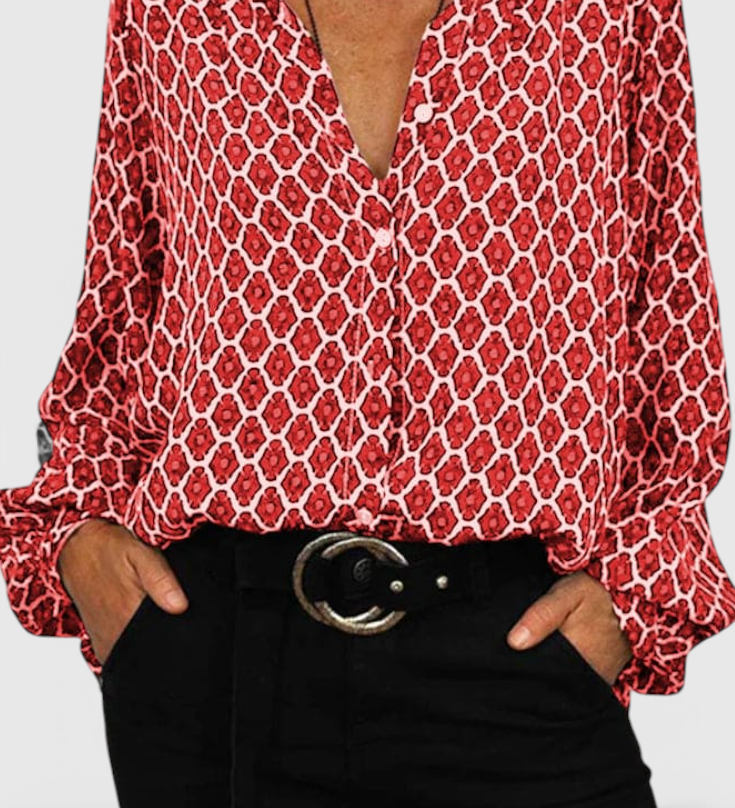 Blouse Jemima avec Boutons et Imprimé Géométrique