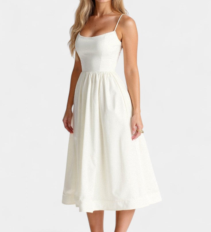 Robe Midi Marvelle Sans Manches en Tissu Léger